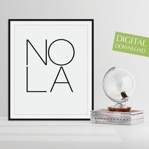 NOLA Art Print, AFDRUKBARE New Orleans Wall Art, New Orleans Poster, New Orleans Louisiana Digitale Download, Minimalistisch Stadsdecor, Woonplaats