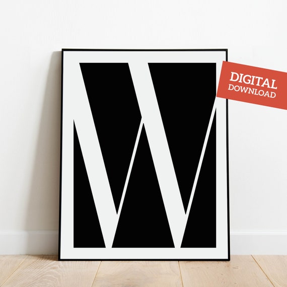 Letter W Wall Art PRINTABLE Digital Download Letter W Print Etsy