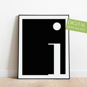 Arte de pared de la letra I, impresión de la letra I IMPRIMIBLE, cartel minimalista, cartel de la letra I, cartel de la letra, descarga digital en blanco y negro