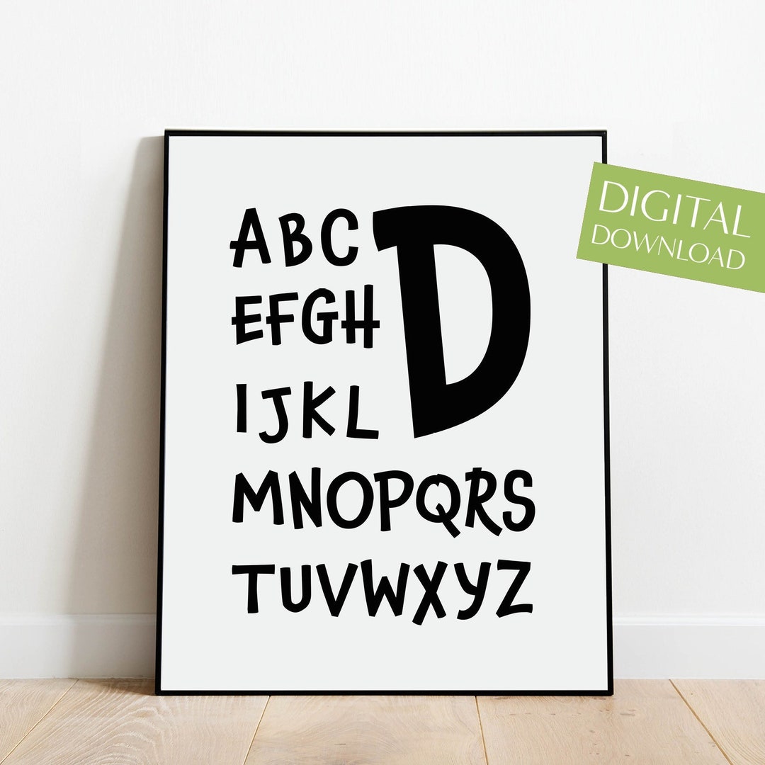 Alphabet poster printable abc print instant download etsy