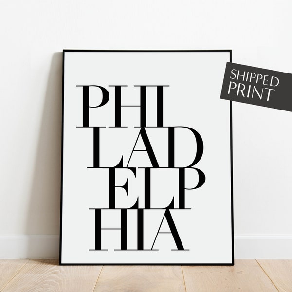 Philadelphia Poster,  Philadelphia Print, Philly Art, Philadelphia Wall Art, Modern City Decor, Hometown Typography, Black and White