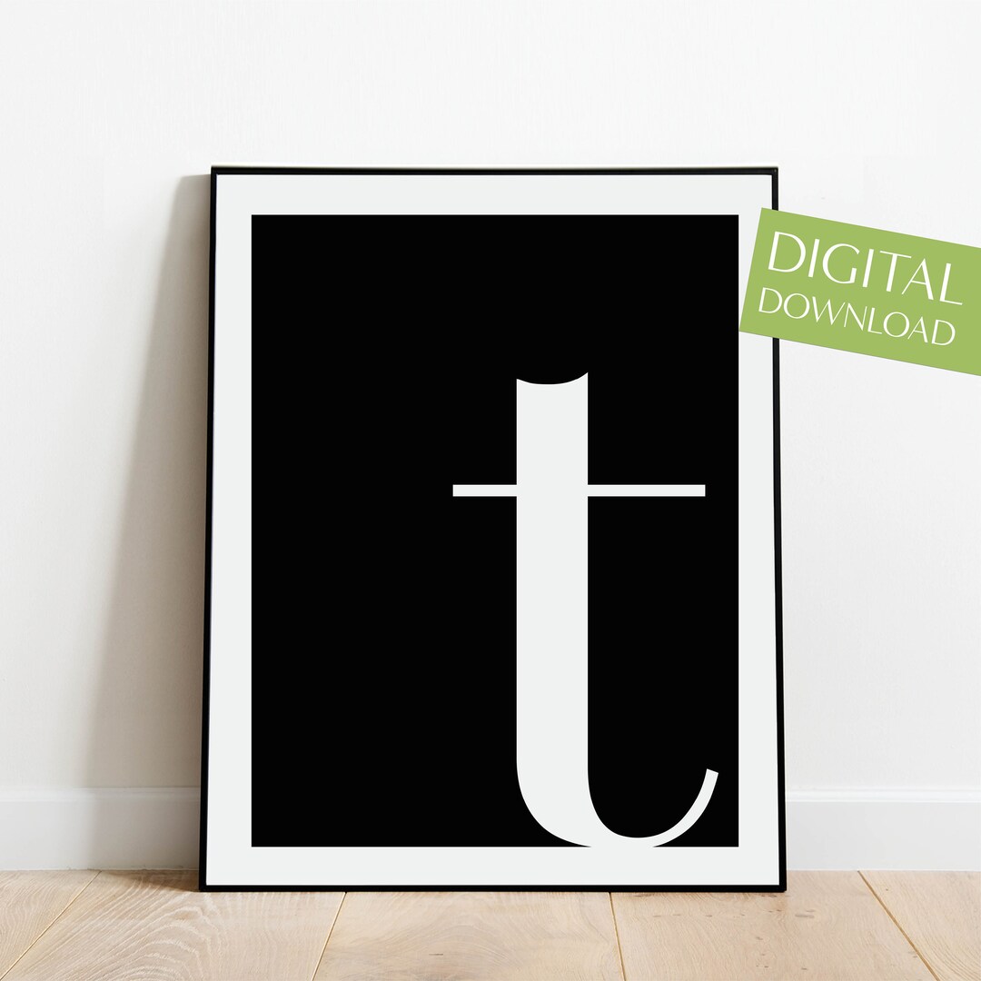 Letter T Print, PRINTABLE Letter T Poster, Digital Download, Initials ...