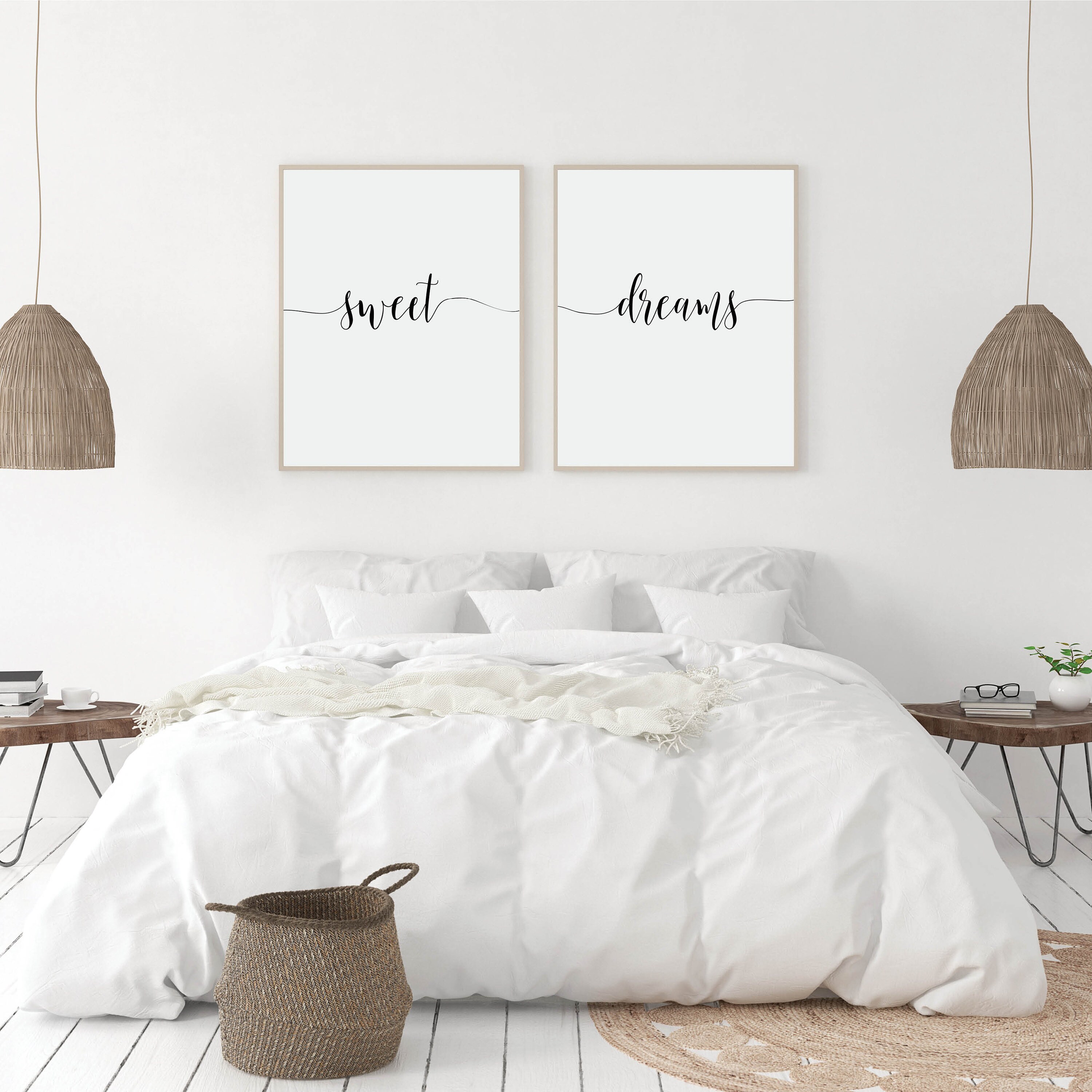 Sweet Dreams Print Bedroom Wall Decor Bedroom Wall Art Set Etsy