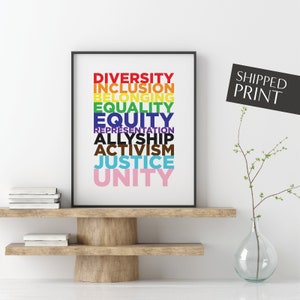 Social Justice Wall Art,  Inclusion Print, Diversity Wall Decor, Classroom Poster, Anti-Racist Decor, Ally Print, DEI Class Poster