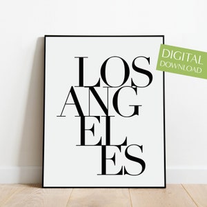 Los Angeles Print, PRINTABLE Los Angeles California Poster, Minimalist City Wall Art, Travel Art, Scandi Decor, Home Town Typography