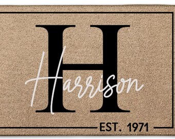 Monogram familienaam - gepersonaliseerde deurmat