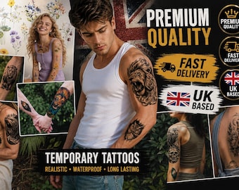 Custom Temporary Tattoos – Design or text – Personalised Tattoos for Parties, Events & Gifts