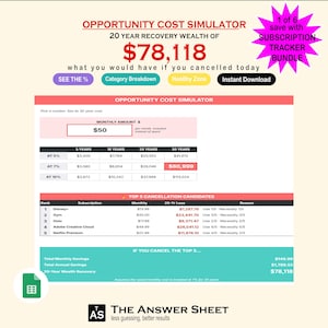 Kalkylblad för investeringsspårning, sparräknare i Google Sheets, prenumerationsspårare, budgetmall i Excel