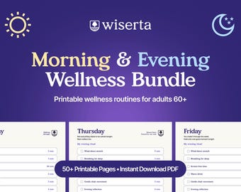 Erwachsene 60+ Wellness Paket | Morgen Abend Routine Planer (PDF Download)