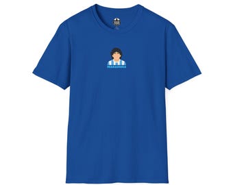 Afro Curly Girl Illustration T-Shirt | Minimal Portrait, Blue Accent