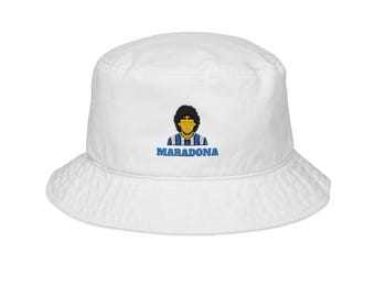 Maradona embroidered Bucket Hat | Soccer Legend, Diego Maradona football embroidery