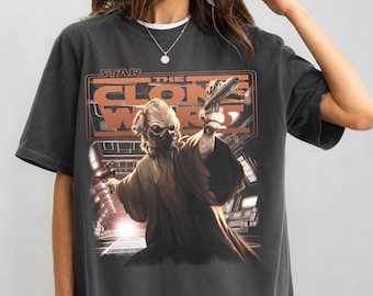 Vintage Plo Koon Shirt, Star Wars The Clone Wars Graphic Tee, Jedi Master T-Shirt, Retro Sci-Fi Top Shirt, Star Wars Fan Gift