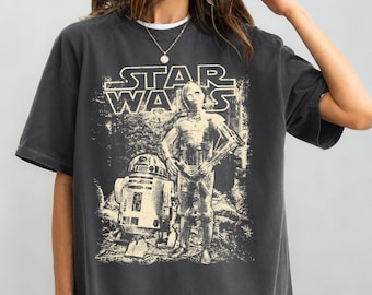 R2-D2 & C3P-O Star Wars Shirt, Vintage Droids Robot Graphic Tee, May The 4th Be With You Hollywood Studios Trip, Sci-fi Fan Gifts