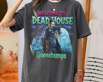 Vintage Goosebumps Shirt, Welcome to Dead House Tee, Retro Slappy the Dummy Graphic T-Shirt, 90s Horror Book Merch, Halloween Gift For Fans