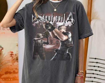 Vintage Resident Evil 4 Leon S Kennedy Graphic Tee, Retro Horror Game Shirt