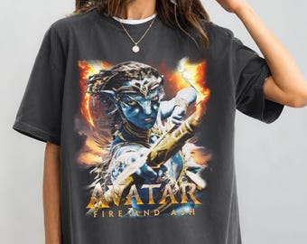 Avatar Neytiri Fire and Ash T-Shirt, Retro Pandora Na'vi Sci-Fi Tee