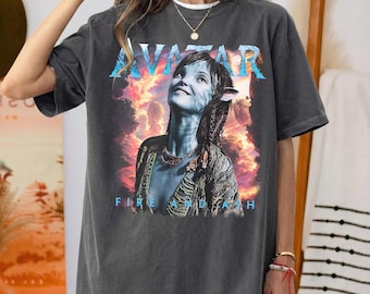 Avatar Kiri Fire and Ash T-Shirt, Retro Movie Graphic Tee, Sci-Fi Na'vi Streetwear