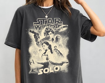 Vintage Star Wars Solo Shirt, Retro Han Solo Qi'ra Graphic Tee, Millennium Falcon Tshirt, Sci-Fi Movie Fan Gift, Galaxy's Edge Trip