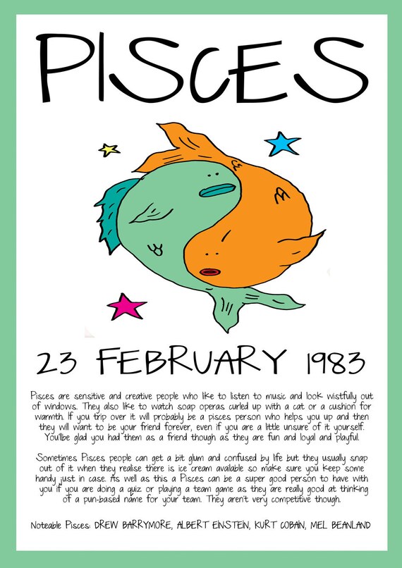 Items similar to ZODIAC star sign HOROSCOPE POSTER personalized