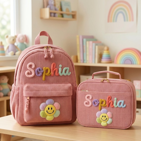 Custom Backpack & Lunch Bag Set for Kids, Personalized School Backpack, Embroidered Toddler Backpack Gift, Toddler Lunch Bag Set