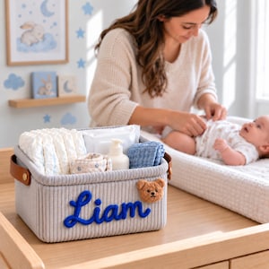 Personalized Diaper Storage Basket for Changing Table
