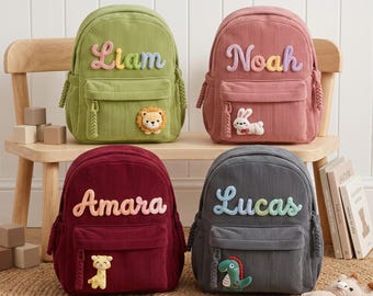 Mochila personalizada para jardín de infancia, bolso con nombre para niños pequeños, mochila infantil bordada a medida para guardería preescolar, bolso personalizado para guardería