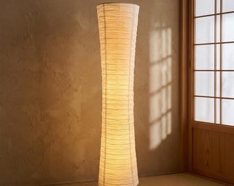 Cylindryczna papierowa lampa podłogowa | Światło otoczenia sterowane aplikacją (kompatybilne z diodami LED)