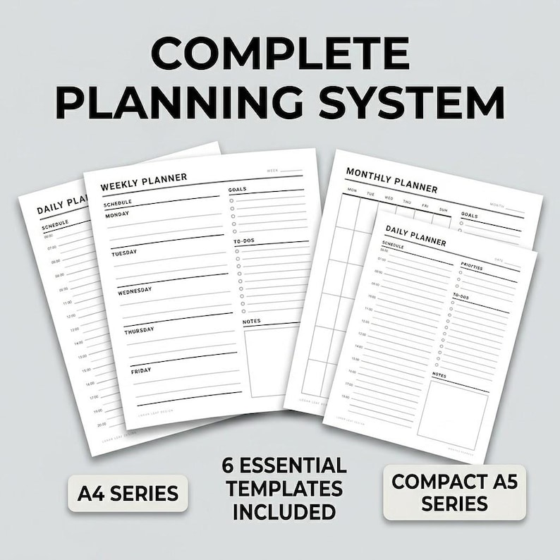 Printable Daily Planner Insert A4 A5 Bundle, Minimalist Weekly Monthly ...