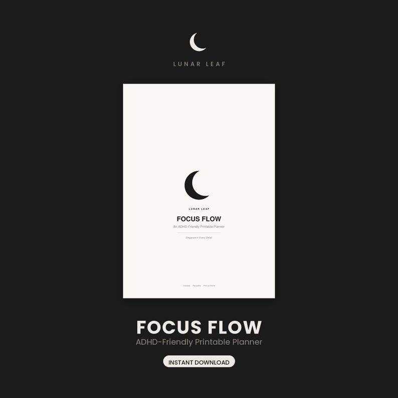 ADHD Planner Printable | Focus Flow Digital Planner | Undated Daily ...