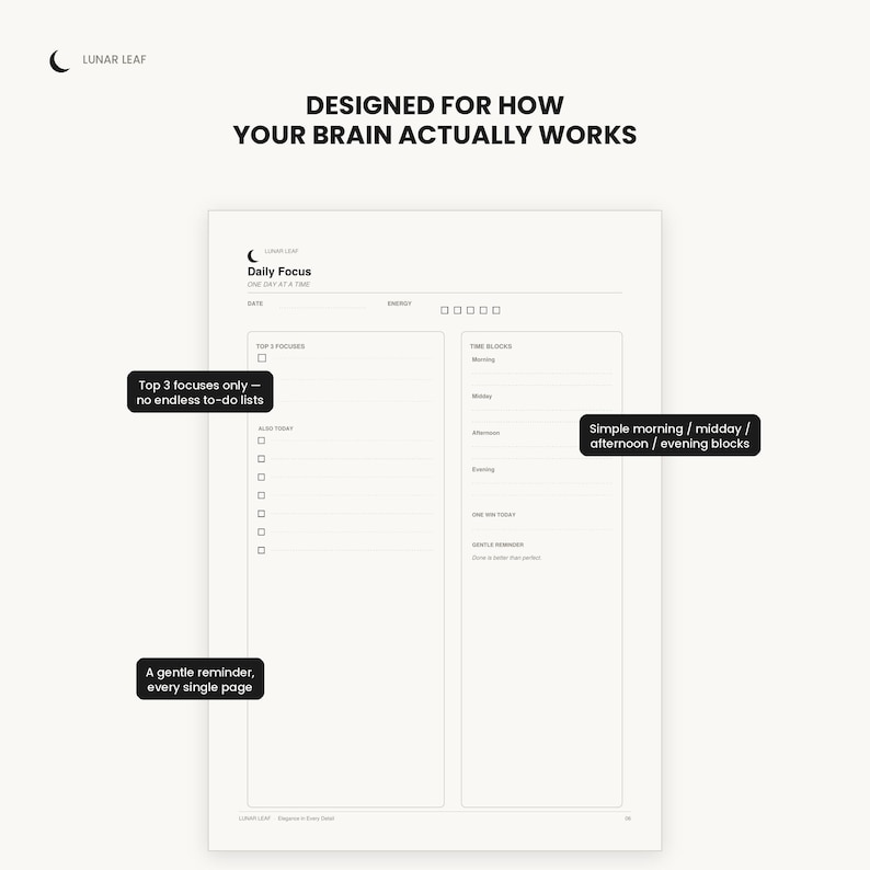 ADHD Planner Printable | Focus Flow Digital Planner | Undated Daily ...