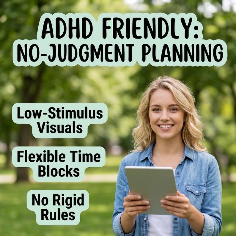 ADHD Planner Printable Daily Weekly Focus Journal Brain Dump Tracker ...