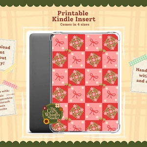 Inserto per custodia Kindle Strawberry Coquette per Paperwhite, Colorsoft, Basic, Scribe, Oasis, rosa e rosso cottagecore