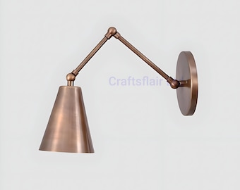 Moderne verstellbare Messing Wandleuchte mit Swing Arm Cone Shade für Schlafzimmer Lesebeleuchtung