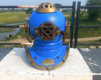 8-Zoll-Blau Taucherhelm - Antike Stil Nautische Wohnkultur - Metall Replik