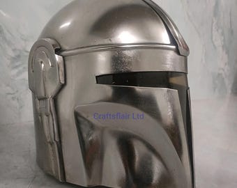 Handgefertigter Mandalorian Helm - Tragbarer Stahlhelm in voller Größe - Star Wars Cosplay & Sammlerstück - Kopfgeldjäger Beskar Edition