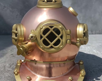 Navy Mark V Taucherhelm Replik - Goldenes Messing Nautisches Dekor, Steampunk Maritimes Sammlerstück