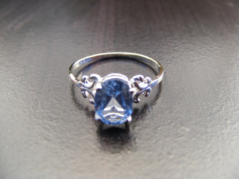 S37 Made to Order...Solid Sterling or Solid Gold Silver Scrollwork Ring With 2 Carat Natural Blue Topaz Gemstone