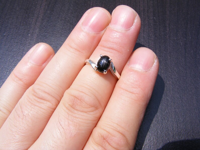 S191 Made to Order.. Sterling Silver Simple Twist Style Ring with 3 Carat Natural Star Diopside Gemstone
