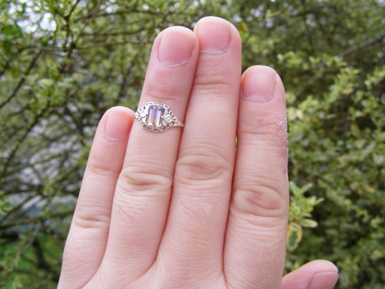 Sterling Silver Antique Filigree Ring With 1 carat Natural Ametrine Gemstone S254 Made To Order..