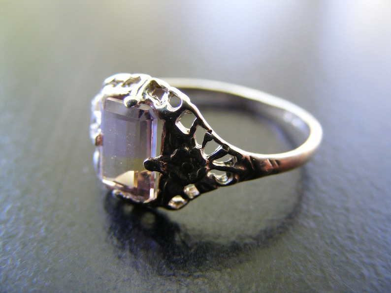 Sterling Silver Antique Filigree Ring With 1 carat Natural Ametrine Gemstone S254 Made To Order..