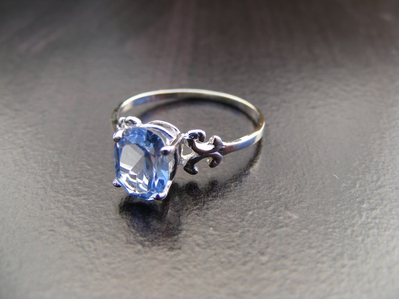 S37 Made to Order...Solid Sterling or Solid Gold Silver Scrollwork Ring With 2 Carat Natural Blue Topaz Gemstone
