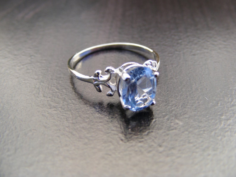 S37 Made to Order...Solid Sterling or Solid Gold Silver Scrollwork Ring With 2 Carat Natural Blue Topaz Gemstone