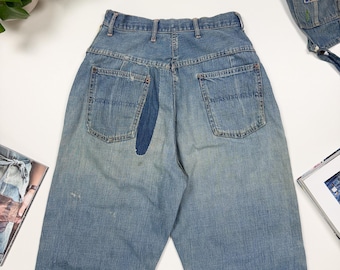 1940’s Denim Side Zip Jeans w/ Original Repairs