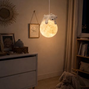 Vägglampa för barnrum, månbjörn, nattlampa, varm glödande LED-vägglampa för babyrumsinredning, mysig sänggåendesbelysning, present