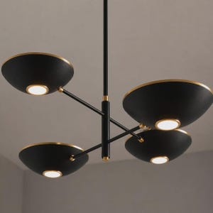 Luxury Black Multi-Light Chandelier | Contemporary Brass Accent Ceiling Fixture