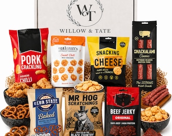 Pub Snacks Gift Set | Beer Snacks Hamper | Savoury Snack Box | Birthday Gift for Him, Dad Gift, Father's Day Gift | Willow & Tate