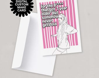 Personalised Birthday Card, Custom Portrait Illustration, Minimalist Line Art, Digital Download