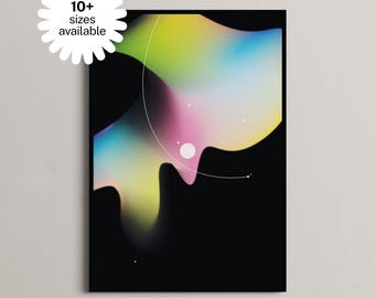 Cosmic Abstract Art Print, Neon Aura Wall Decor, Matte Paper Poster, PRINT
