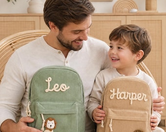 Personalized Corduroy Toddler Backpack, Stitched Name Kids Daypack, Lovely Back-to-School Present for Little Boys & Girls