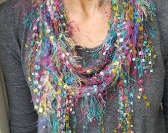 Scarf,Boho,Gift,60th Birthday,Mother in Law Gift,Gypsy,Bohemian,Gift for Women,Infinity Scarf,Shabby Chic,Godmother Gift,Gift for Her